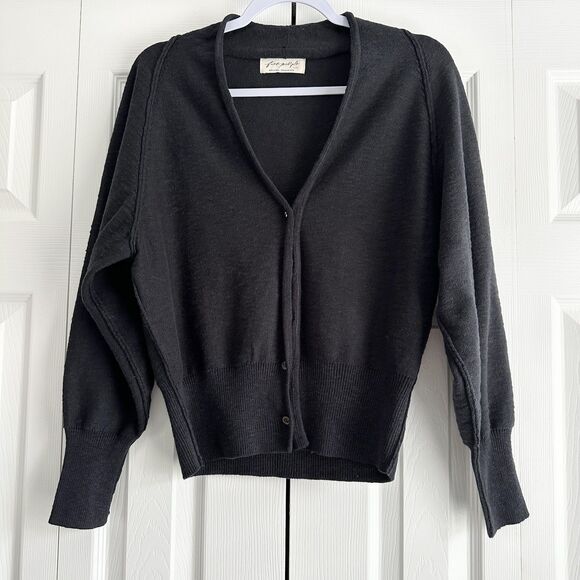 Free People Cardigan Sweater Size XS Navy Blue Kait Cardi Cotton Linen - Picture 1 of 8